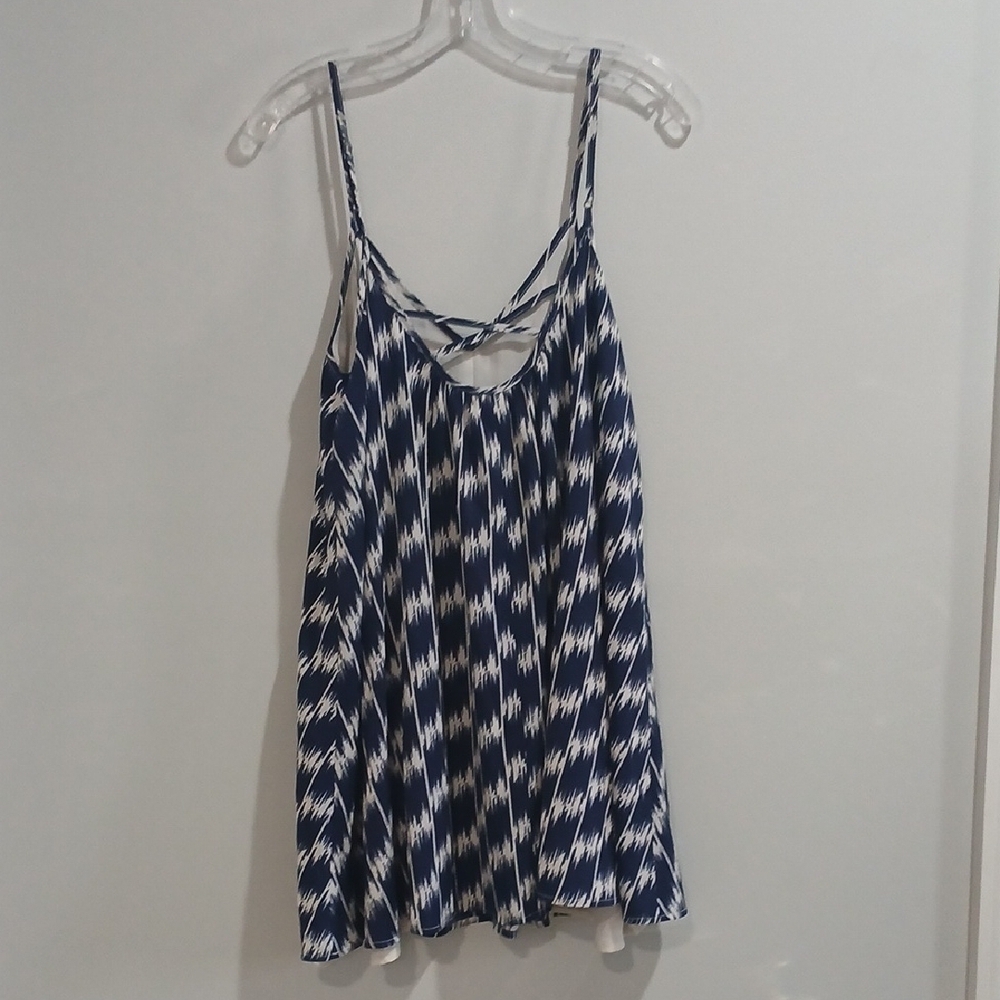 Mini Sun Dress Navy And White Desing, Sz Small, Flowy Ovesized, Gentle Used. - Picture 2 of 8